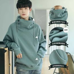 Men's Hoodies Sweatshirts 2022 New Pullover Plus Velvet Thickening Korean Version Trend Loose dent Couple High-neck Jacket Lounge Wear Women's G221008