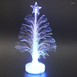 Christmas Decorations Coloured Fibre Optic LED Light-up Mini Tree With Top Star Battery Powered FO Sale