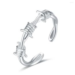 Cluster Rings 925-Sterling-Silver Open Adjustable Barbed Crown Of Twist Thorns Wire Ring For Women Men Tree Branch Thorn Jewelry Teen Girl