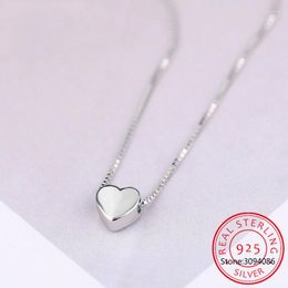 Pendant Necklaces Fashion Minimalist Smooth Heart Shaped Necklace S925 Sterling Silver Cute Charm For Women