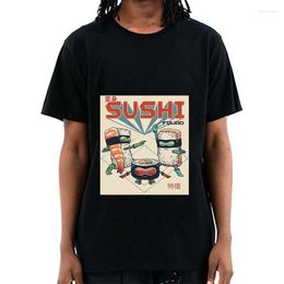 Men's T Shirts Summer Anime Sushi Print O-collar Oversized Tee High Quality Tshirt Men T-shirt Hip Hop Unisex Shirt Woman Daily Wild