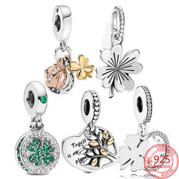 the newly popular 100 925 sterling silver garden series of lucky four leaf pendant charm is suitable for ms pandoras bracelet fashion Jewellery