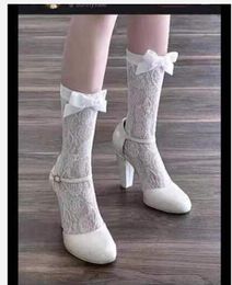 Velvet Bow Sock Stocking For Women 2022 Fashion Autumn Winter Lace 22B Knee Ladies Girls embroidery Streetwear Sports Long Socks Stockings