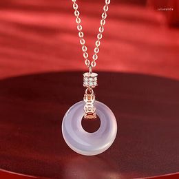 Pendant Necklaces Ping'an Clasp Jade 925 Silver Ruyi Necklace Women's Summer Luxury Student Friend Clavicle Chain