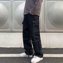 Mens Jeans Men Wide Leg Jeans Hip Hop Casual Mens Straight Baggy Denim Pants Streetwear Skateboard Pant Neutral Trousers Plus Size S5XL 221008