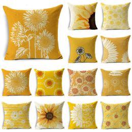 Pillow Yellow Pillowcase Sunflower Vitality Summer Sofa Tatami Bay Window Cover 40 40cm/45 45cm/50 50cm