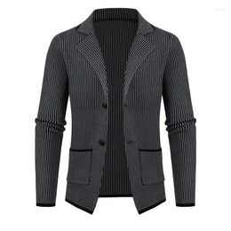 Men's Sweaters 2022 Solid Color Long Sleeve Coats Men Fashion Turn-down Collar Knitted Cardigan Jackets Autumn Mens Casual Sweater Q128