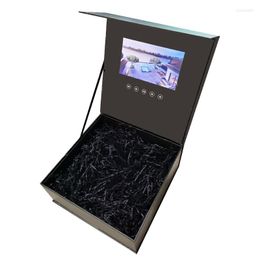 Gift Wrap Black Wedding Light Control Digital Business 7Inch Screen LCD Custom Video Flower Box Greeting For Birthday Party