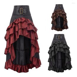 Women's Sleepwear Women's Victorian Gothic Skirts Women Asymmetrical Ruffled Satin Lace Corset Skirt Vintage Steampunk Cosplay Costumes