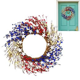 Decorative Flowers Patriotic Wreath For Front Door Decor Bows Wreaths Flag Burlap Farmhouse Memorial Day Americana