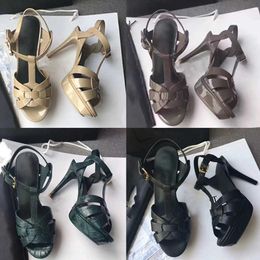 Sandálias Pequena Fragrância Ouro Puro Luxo Designer Sandálias Plataforma T-strap Salto Alto Sandálias Sapatos Femininos Sapatos de Festa 10cm Com Caixa US 4-11 NO23