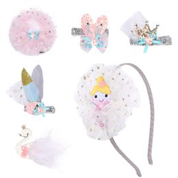 Star Mesh Hair Rope Leather Band Accessories Crown White Swan Children's Hairpins Ballet Girl's Hair Sticks