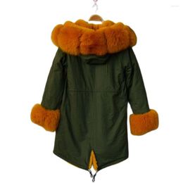 Women's Fur Warm Lined Parka Cuffs Women Winter Coat Animal With Big Collar Men