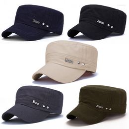 Berets 2022 Military Cap Summer Autumn Casual Cadet Hat Washed Cotton Flat Top Caps Female Vintage Army Hats Bone Retro Man