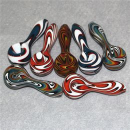 Wholesale 4 Inch Pipes Smoking Accessories Hookah Tobacco Spoon Coloured Mini Glass Pipe Small Hand Pipes For Oil Burner Dab