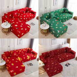Chair Covers Stretch Elastic Sofa Cover Christmas Xmas Decor L Shape Solid Spandex 1 2 3 4 Seaters Couch Cushion Slipcover For Living Room