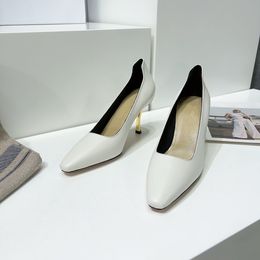 2022 new sexy Dress Shoes fairy leather pointed and high -heeled spring career mid -heel shoes work