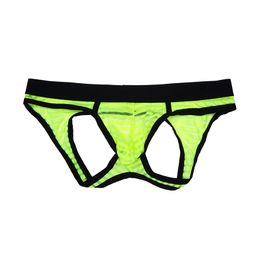 Wholesale Mans Underpants Back Open Briefs Low Rise 3D Pouch Transparent Striped Briefs Sexy Underwear For Young Boys