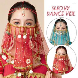 Stage Wear Women Belly Dance Face Veil Dancing Beads Tassels Carnival Party Mesh Veils Performance Accessories