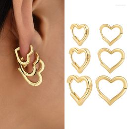 Hoop Earrings Gold Color Heart Shape Ear Buckle Circle For Women Trendy Charm Small Earring Fashion Jewelry Gift