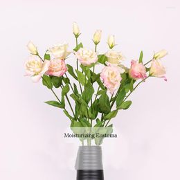 Decorative Flowers 72cm 3 Head Feel Moisturising White Lisianthus Flower Artificial Eustoma Wedding Arrangement Home Living Room Table Decor