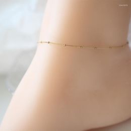 Anklets GOLDtutu 14K Full GOLD Chain Women Girls Heart Leg Ankle Anklet Bracelet Beach Jewellery 2022
