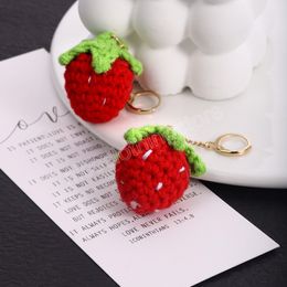 Hand Woven Wool Strawberry Dangle Earrings For Women Girls Cute Fruit Statement Drop Earrings Autumn and Winter Jewellery Gifts