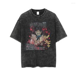 Men's T Shirts Harajuku Washed T-Shirt Vintage Men Women Hip Hop Oversize Streetwear Anime Graphic Print Shirt Summer Short Sleeve Tee