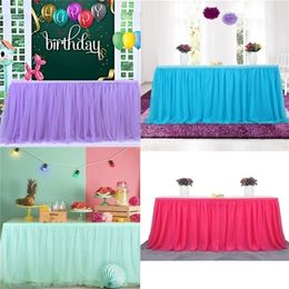 Table Skirt 183 x77 cm Wedding Party Tutu Tulle Table Skirt Cover Tableware Cloth Baby Shower Party Home Decor Table Skirting Birthday Party 221008