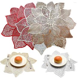 Table Mats European Hollow Lotus Flower Placemat PVC Western Mat Cup Plate Anti-skid Heat Insulation Pad Holiday Decoration