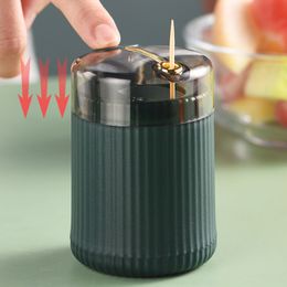 Storage Boxes Bins Simple Toothpick Box Dispenser Ceative Push Automatic Eject Jar Holder Household Convenient Gift Home Gadget 221008