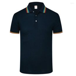 Men's Polos Rainbow Collar Summer Polo Shirts Men 12 Colour Cotton Short Sleeve Breathable Fit Work Shirt Male Homme Big Size S-4XL