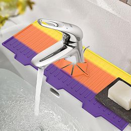 Bath Accessory Set Kitchen Sink Splash Guard Silicone Tulip/Rectangular Shaped Faucet Splash-Proof Drying Mat For Countertop Bathroom Tools