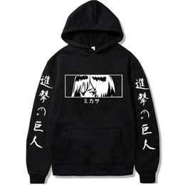 Men's Hoodies Sweatshirts Harajuku Anime Attack on Titan Mikasa Ackerman Sweatshirt Streetwear Pullovers Tops G221008