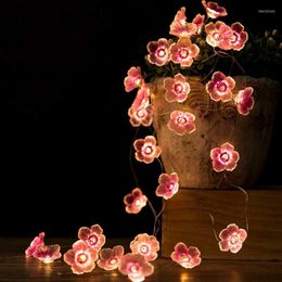 Strings Cherry Lighting Blossom Flower LED String Fairy Lamp For Indoor Wedding Pink Bells Garland Deco Outdoor Light Fixture