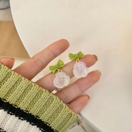 Backs Earrings Light Green Bow No Hole Ear Clips Transparent Flower Clip Earring Without Piercing Minimalist Jewellery CEG65