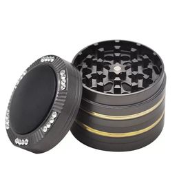 smoke accessory Premium Zinc Alloy Tobacco Herb Grinder 50MM 4Piece Sharp Teeth Gold Line Metal Grinders Suit Smoke Water Pipes Smoking Accessories