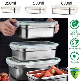 Dinnerware Sets Leak Proof Stainless Steel Containers Storage Bento Lunch Box Fresh-keeping Square Sealed For Home Kitchen