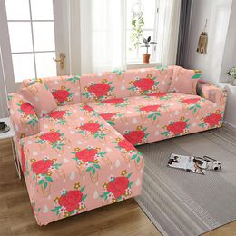 Chair Covers 1 Piece Of Rose Flower Printing L-Shaped Sofa Cover Dustproof Living Room Protective Elastic Corner