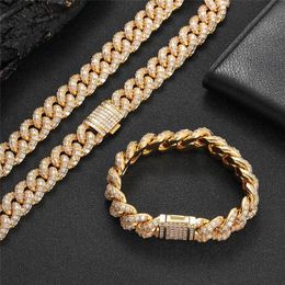 15mm 16-24inch 18K Gold Plated High Polished Miami Cuban Link Necklace Bracelet Men Punk Jewellery