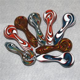Tobacco Hand Glass Pipes Pyrex Spoon Bongs Oil Burners Nail Smoking Pipe Thick 4.0inches