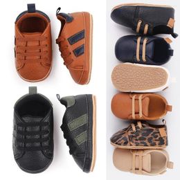 First Walkers Baby Shoes For Girl Boy Unisex PU Leather Rubber Sole Non-slip Hook Loop Infant Toddler Fashion Moccasins