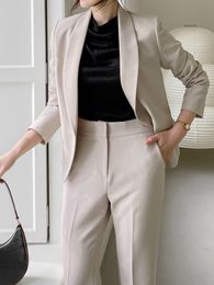 Women's Suits Blazers Women Business Trousers Suit Office Slim Elegant Casual Blazer 2 Pieces Set Femme Fashion Korean Workwear Pantsuits Clothes 221008