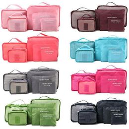 Storage Bags 6PCS/Set High Quality Travel Mesh Organiser Bag Luggage For Clothing Suitcase Packing Cube Portable Case