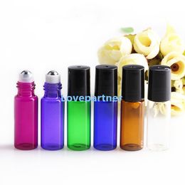 5ml 1/6oz Glass Roller On Bottle Essential Oil Empty Perfume Bottles with Stainless Steel Roller Ball