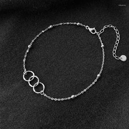 Anklets Original Design Circle Anklet 925 Sterling Silver Womens Simple Fashion DIY Fine Jewellery Valentine's Day Gifts