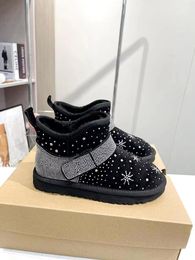 Womens warm boots Grade A wool one-piece ten ron sunflowers drill snowseries Round Toe shoes size 35-40