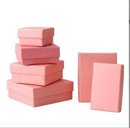 Multi-sizes Pink Gift Packing Boxes With Lids and Sponge Filled Shopping Paper Bags Retail Jewellery Packaging for Earring Ring Bracket Pendant Necklace