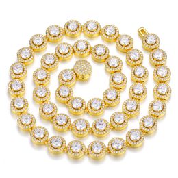 10mm 16-24inch Bling Round CZ Link Chain Necklace Mens Women White Yellow Gold Chains Necklace Bracelet Fashion Jewellery