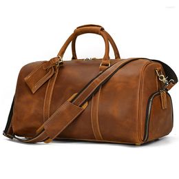 Duffel Bags 50cm Big Gym Bag Genuine Leather Men Travel Large Capacity Cowhide Weekend Hand Luggage Overnight